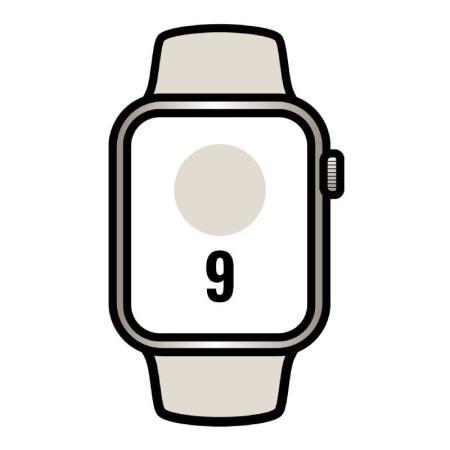 Apple Watch Series 9/ GPS/ 41mm/ Caja de Aluminio Blanco Estrella/ Correa Deportiva Blanco Estrella S/M