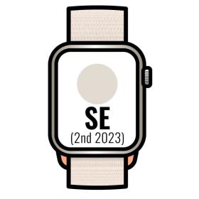 Apple Watch SE 2 Gen 2023/ GPS/ Cellular/ 40mm/ Caja de Aluminio Blanco Estrella/ Correa Deportiva Loop Blanco Estrella