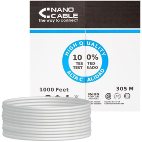 Bobina de Cable RJ45 UTP Nanocable 10.20.0304-FLEX Cat.5e/ 305m/ Gris